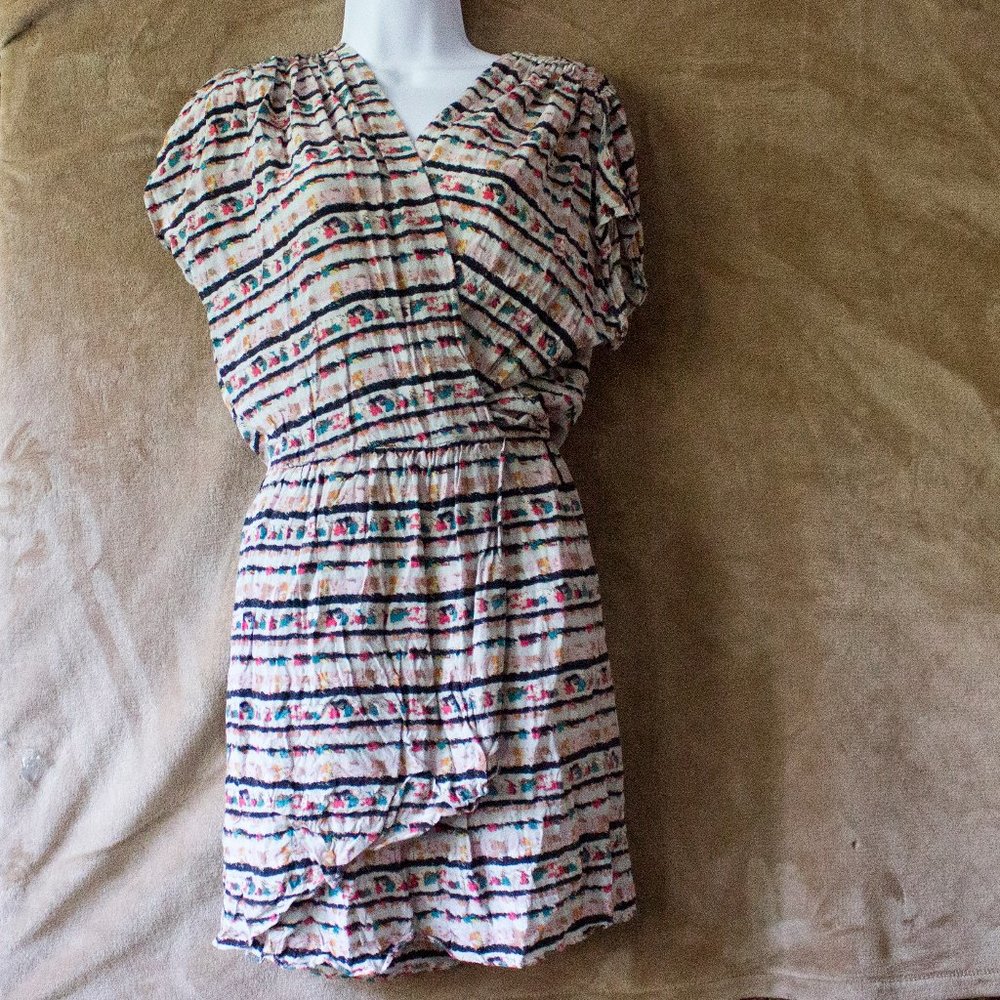 BCBG Dress MaxAzria White Colorful mini faux wrap